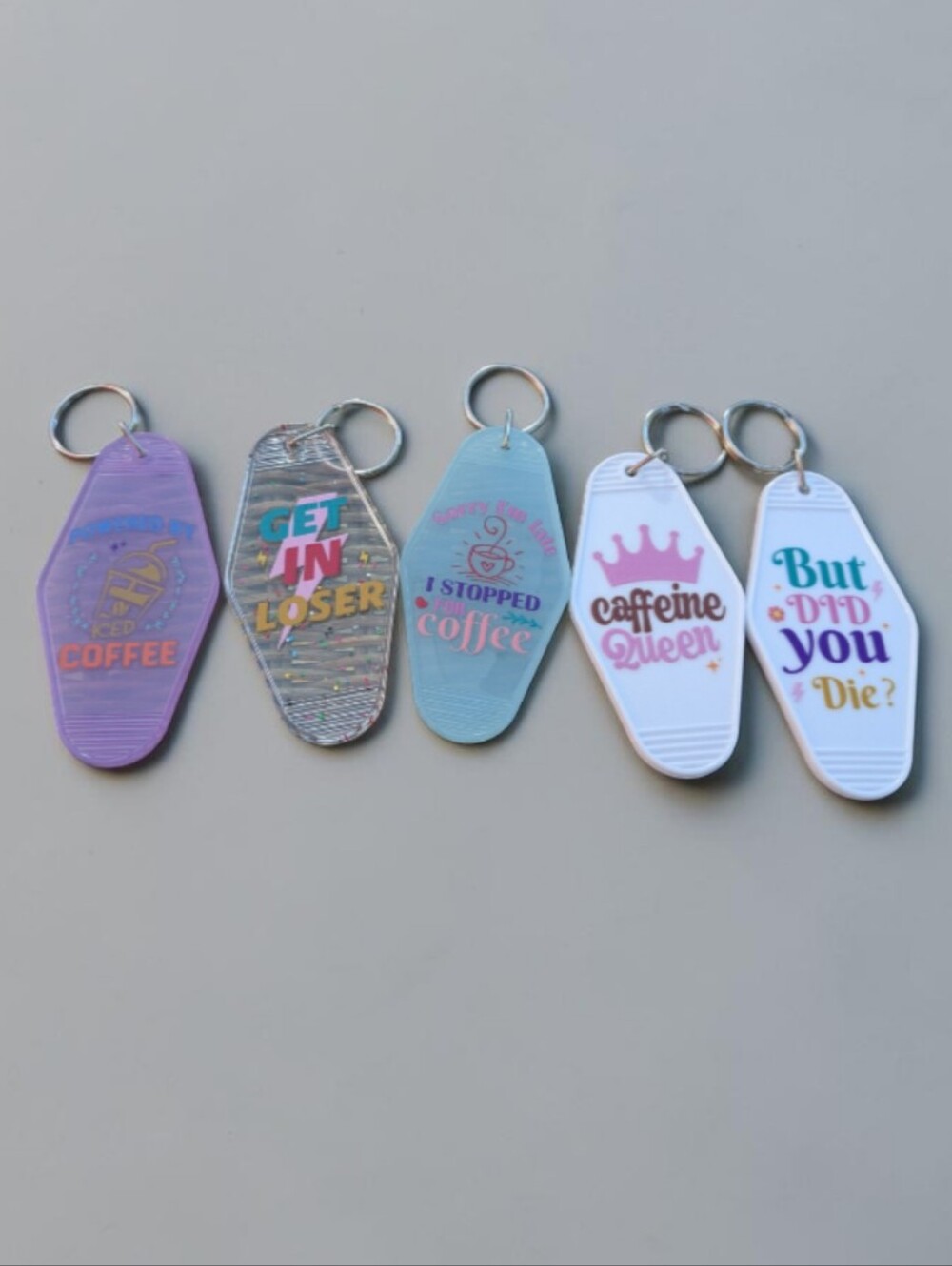 Retro Motel Keychain Bundle | Caffeine Queen But Did You Die Funny Keyring (5)
